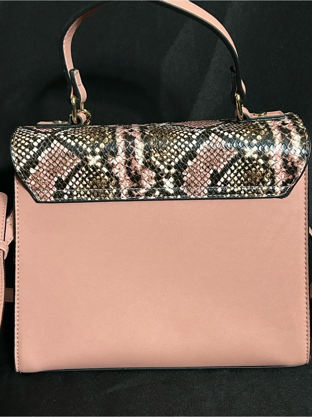 Dune London Pink Snake-Print Top Handle Crossbody Bag Sanitizer Holder NWOT